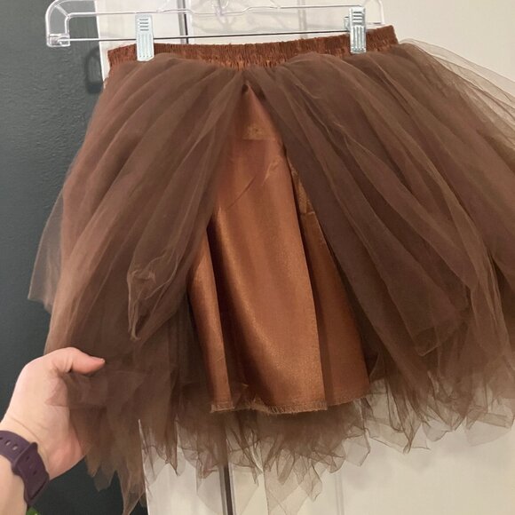 🏁 Cosplay Layered Chocolate Brown Tulle Tutu Skirt, Women's Small-Medium - Picture 4 of 10